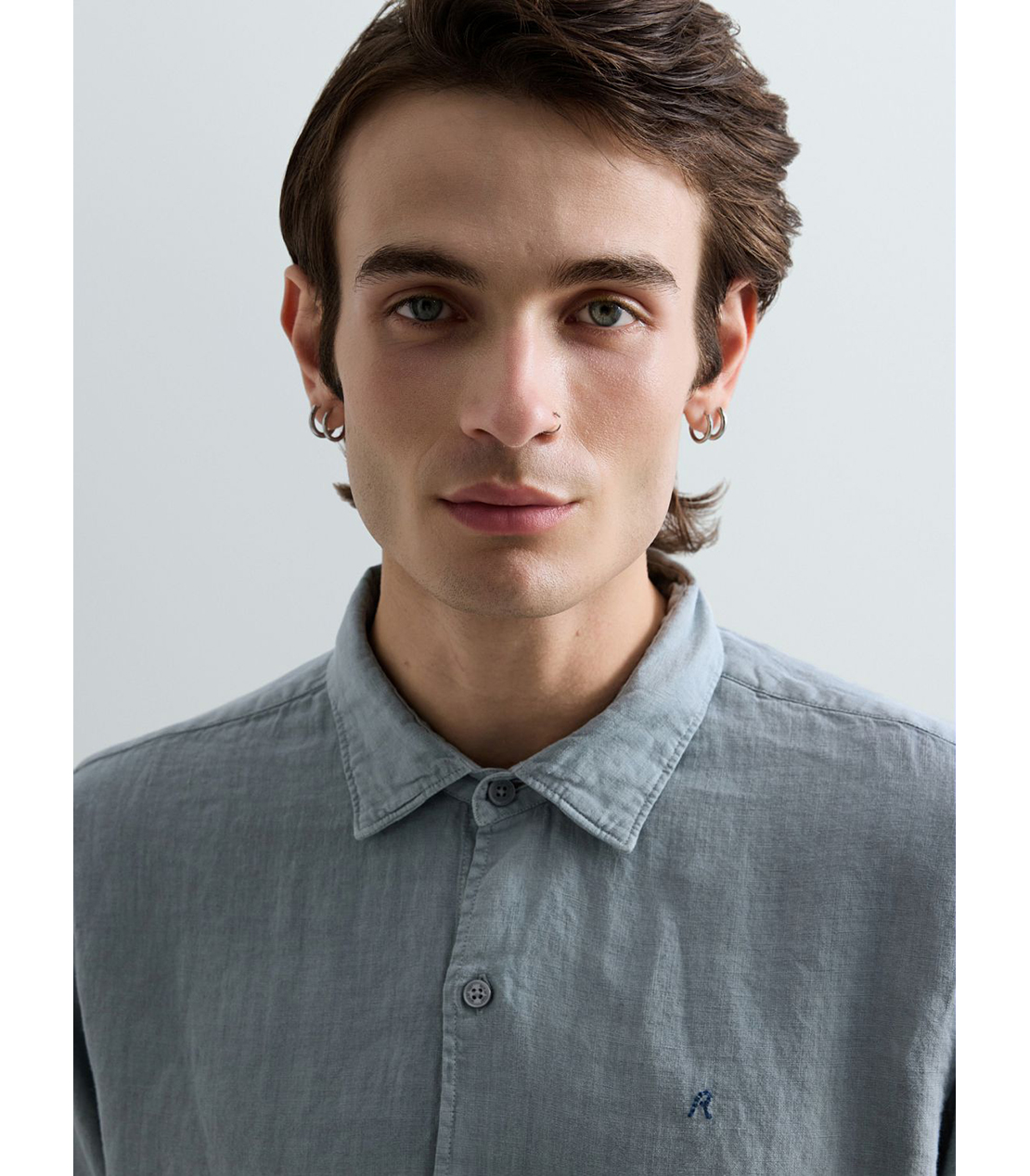 ガーメントダイリネンシャツ 詳細画像 グレイッシュブルー 6